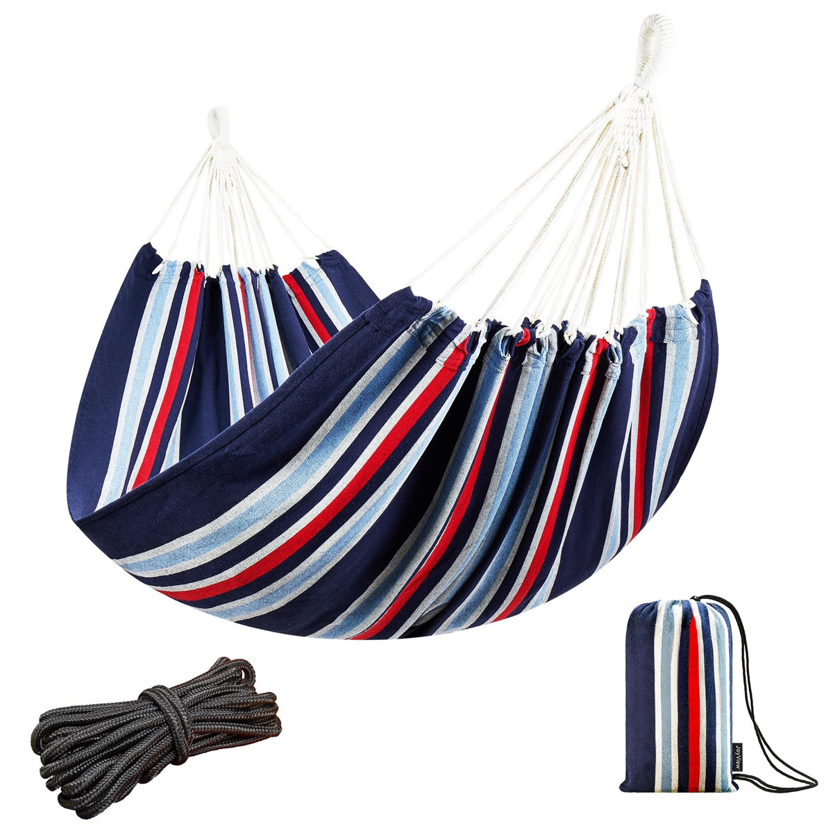 JoyView Brazilian double hammock setup enables two-person outdoor lounging.