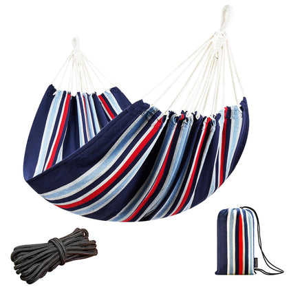 JoyView Brazilian double hammock setup enables two-person outdoor lounging.