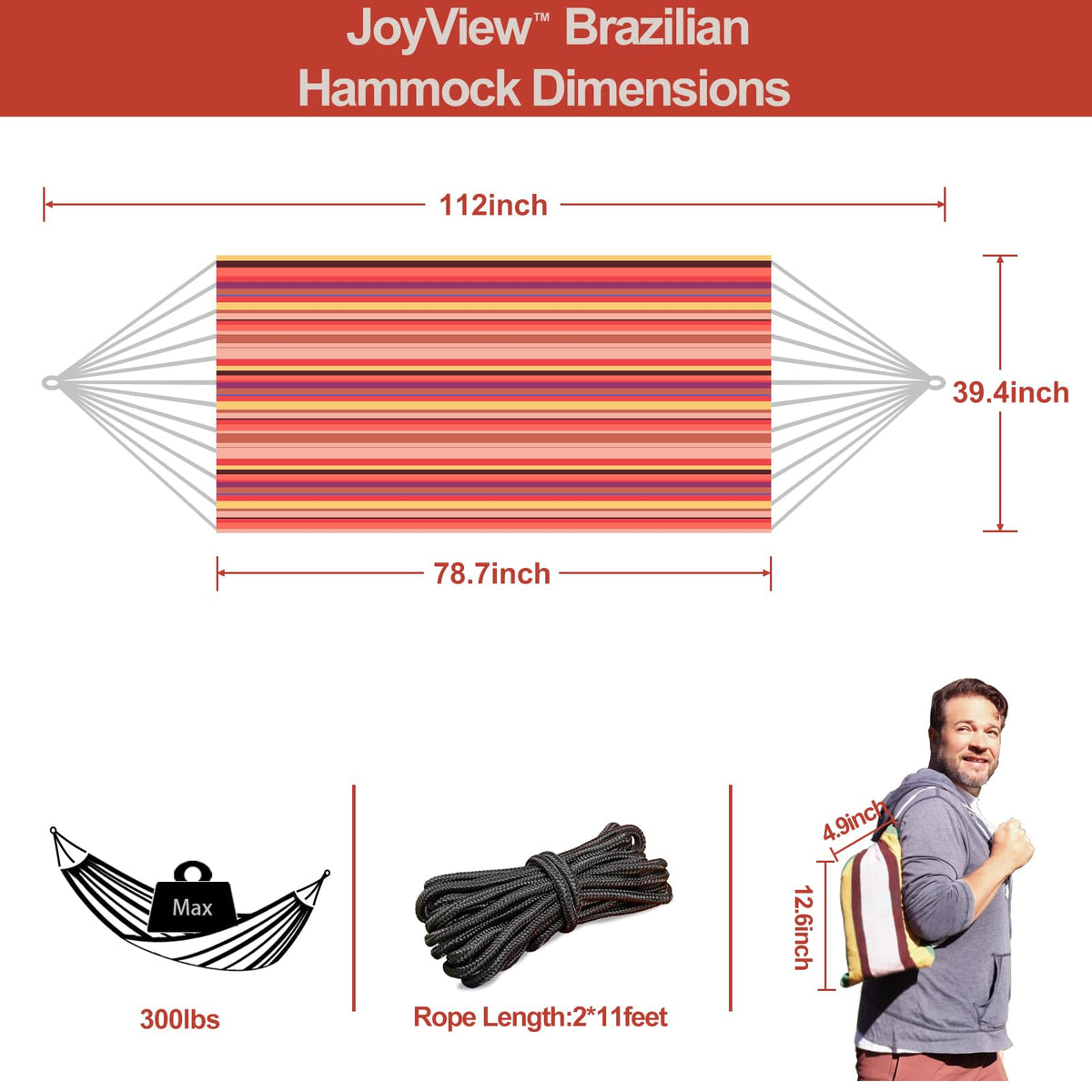 JoyView end ropes highlight sturdy 12-rope loops for safe setup.