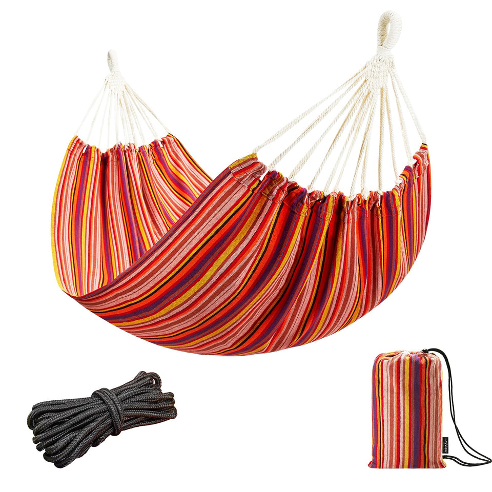 JoyView hammock fabric detail shows durable, skin-friendly material for outdoor lounging.
