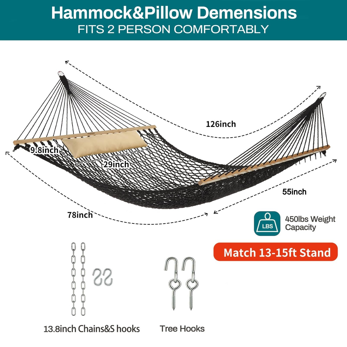 JoyView detachable 29x9.8 inches pillow adds outdoor comfort