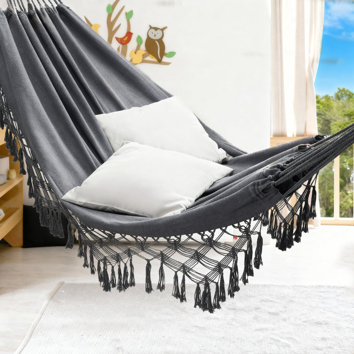 JoyView double hammock cotton fabric detail showing skin-friendly comfort