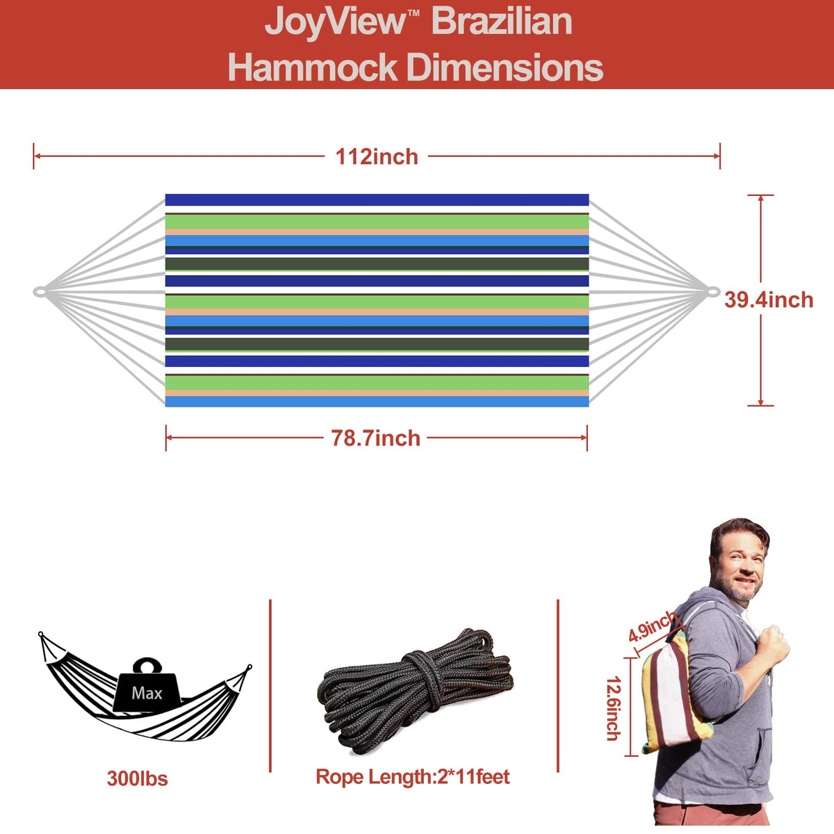 JoyView hammock carry bag shows portability for camping or travel.