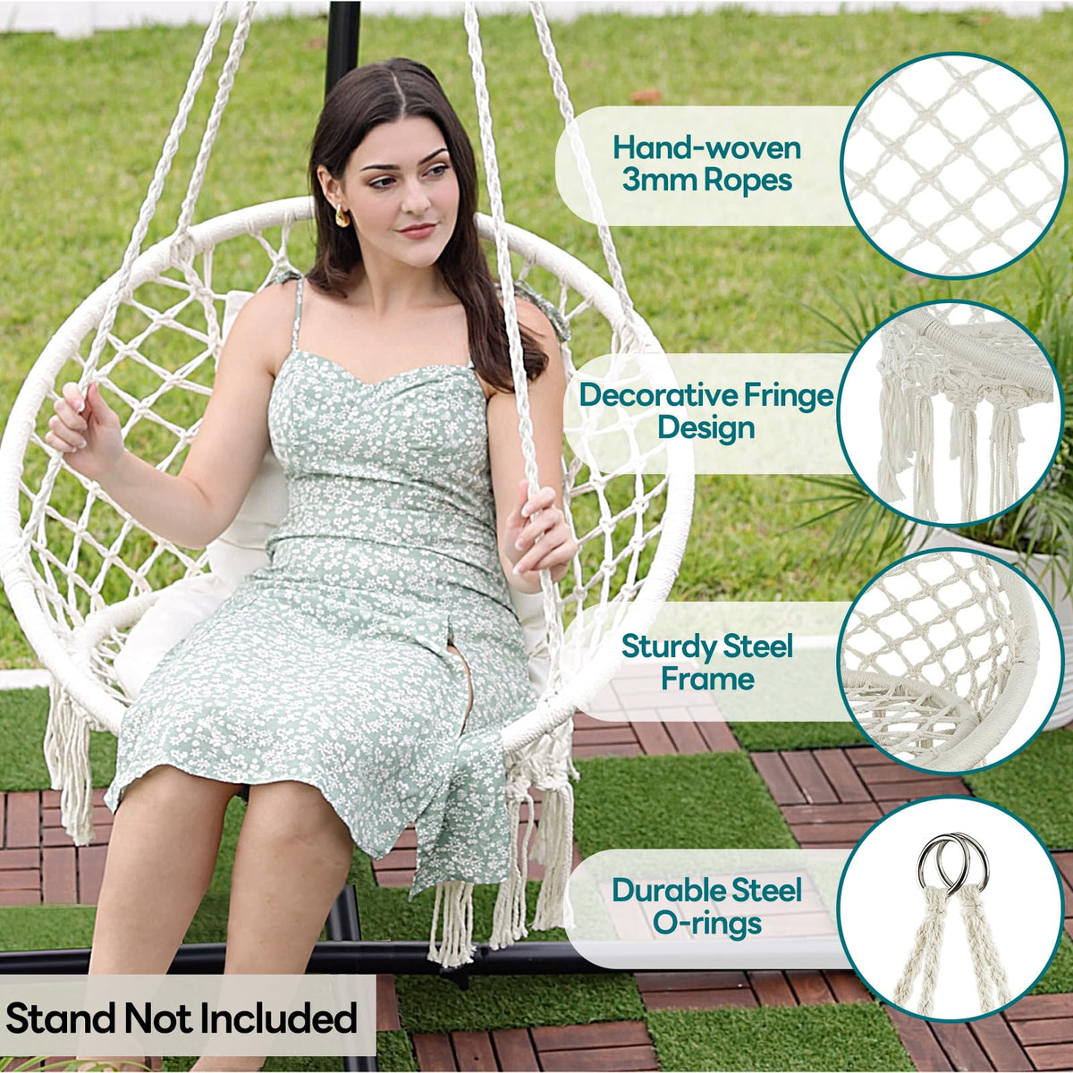 JoyView hammock chair cushions close-up highlighting the included seat and back cushions