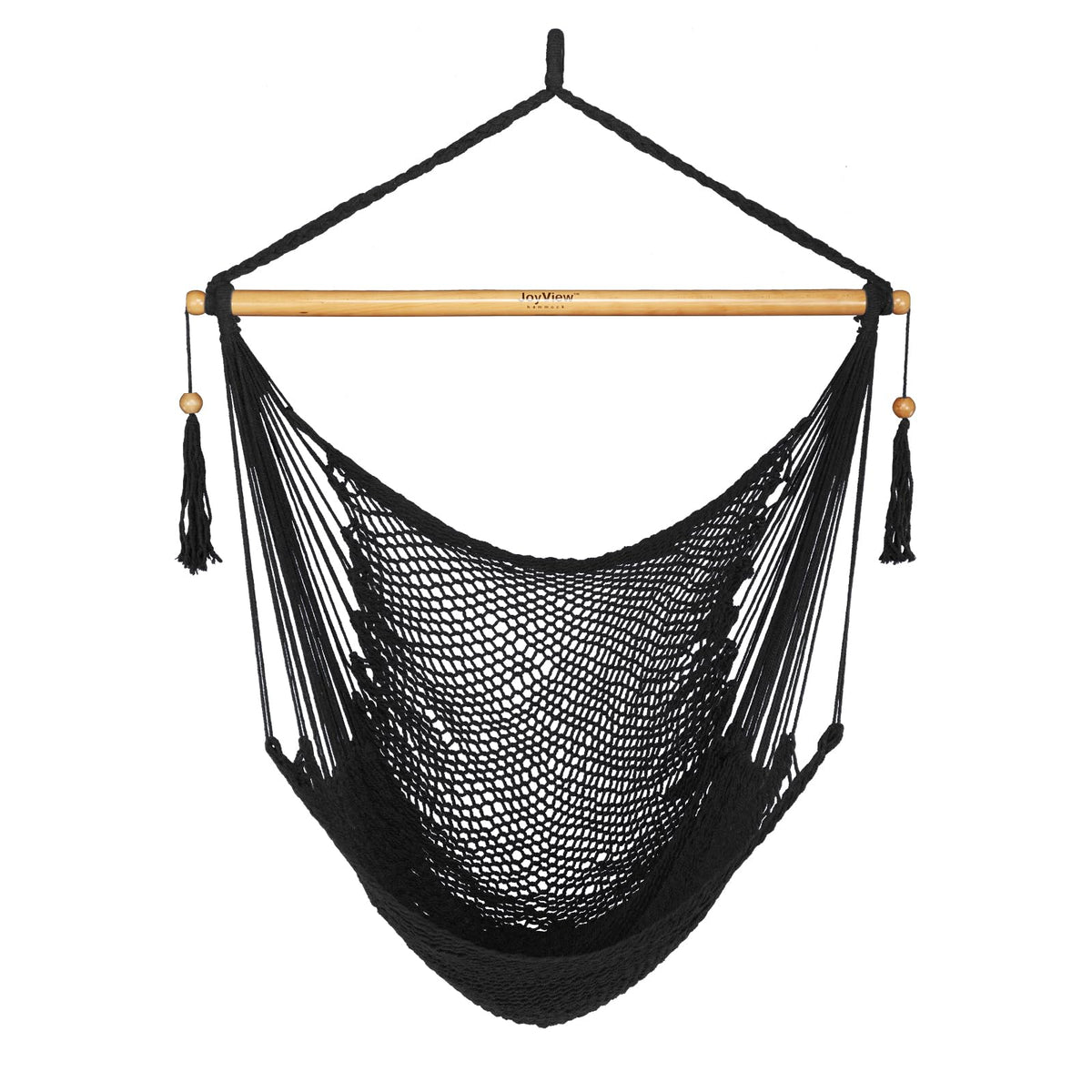 JoyView hammock chair with wooden spreader bar for outdoor lounging