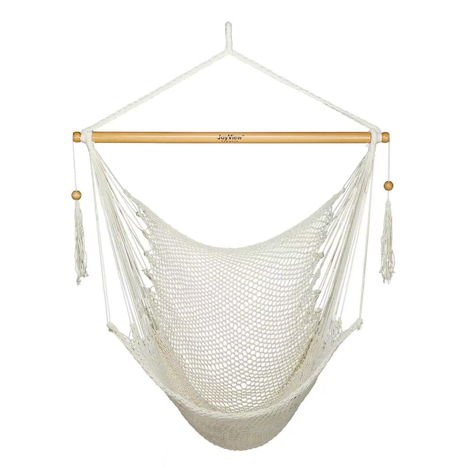 JoyView hammock chair with spreader bar shows stable design for outdoor lounging