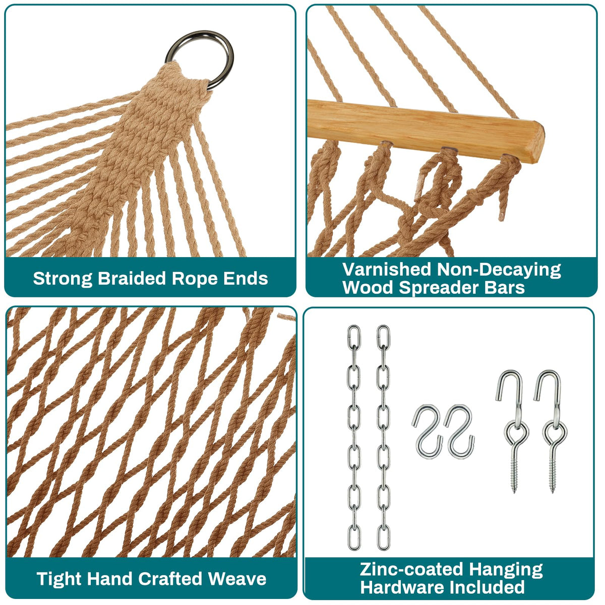 JoyView hammock tree hooks simplify mounting between trees.