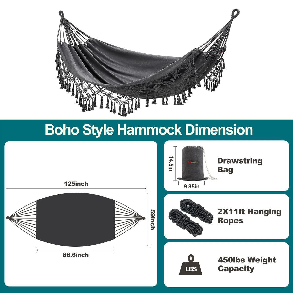 JoyView portable hammock with carry bag ideal for camping and travel