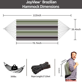 JoyView single hammock bed showing 78.7 inches for solo lounging outdoors