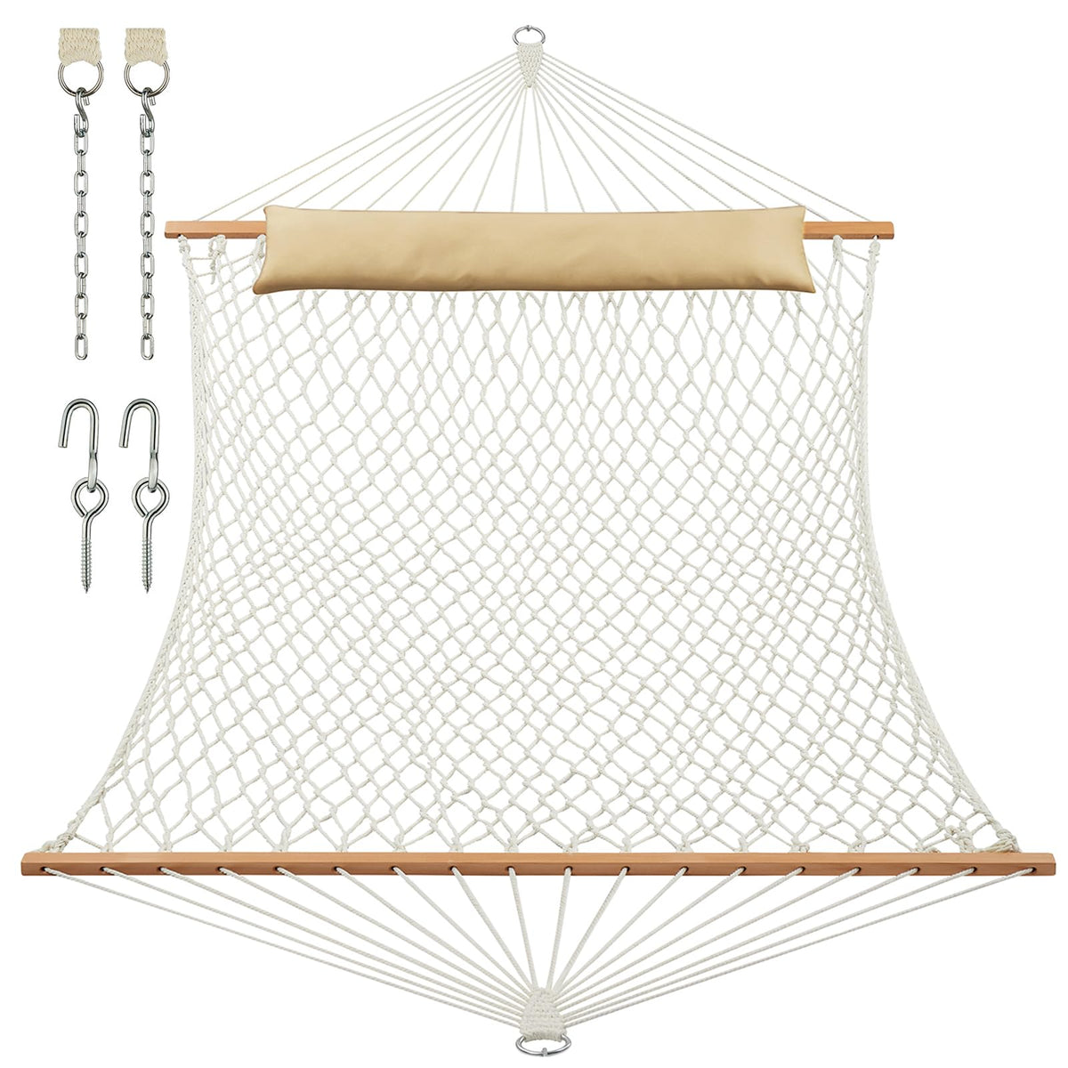 JoyView traditional rope double hammock bed 78x55 inches for two adults, ideal outdoor lounging.