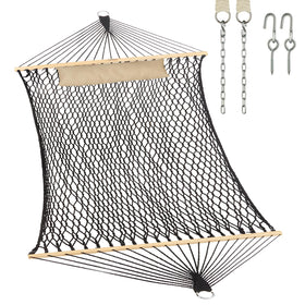 JoyView traditional rope double hammock bed 78x55 inches ideal for two outdoors