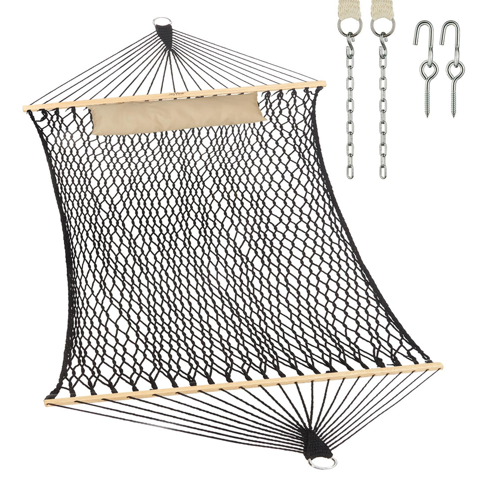 JoyView traditional rope double hammock bed 78x55 inches ideal for two outdoors