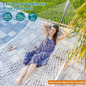 JoyView traditional rope hammock spreader bar provides stable lounging.