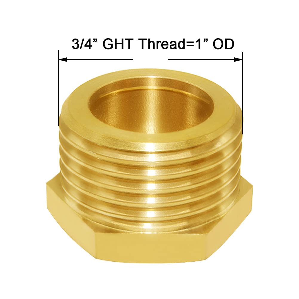 Joywayus 3/4-in GHT male brass plug fits standard female hoses.