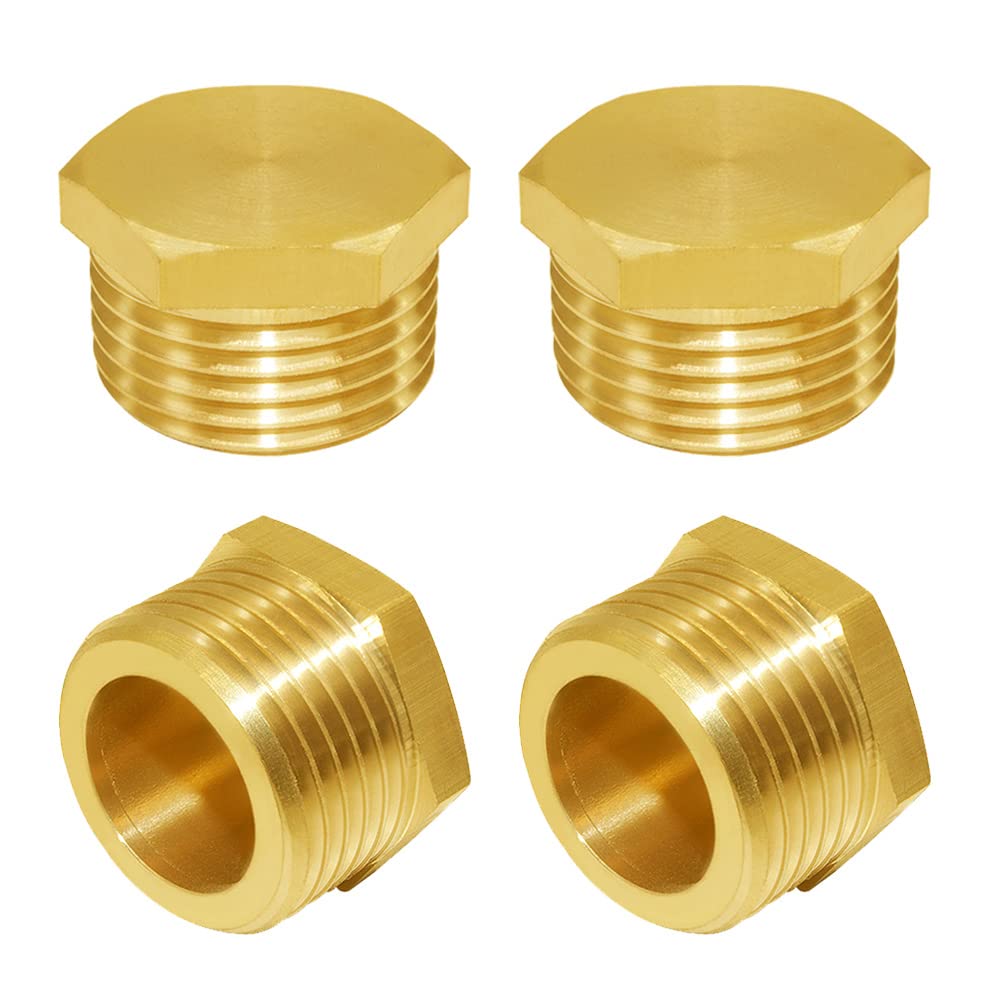 Joywayus brass pipe plug with outer hex head for secure hose end closure.