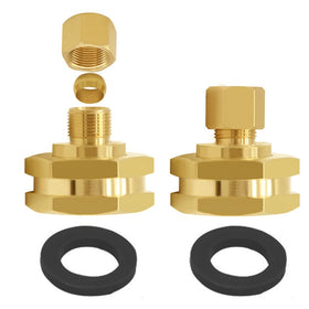 Joywayus brass faucet adapter connects 3/4" GHT to 1/4" compression for drip systems.