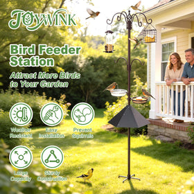 JOYWINK bird feeding station with multi-hook design attracts more birds and keeps feeding areas organized