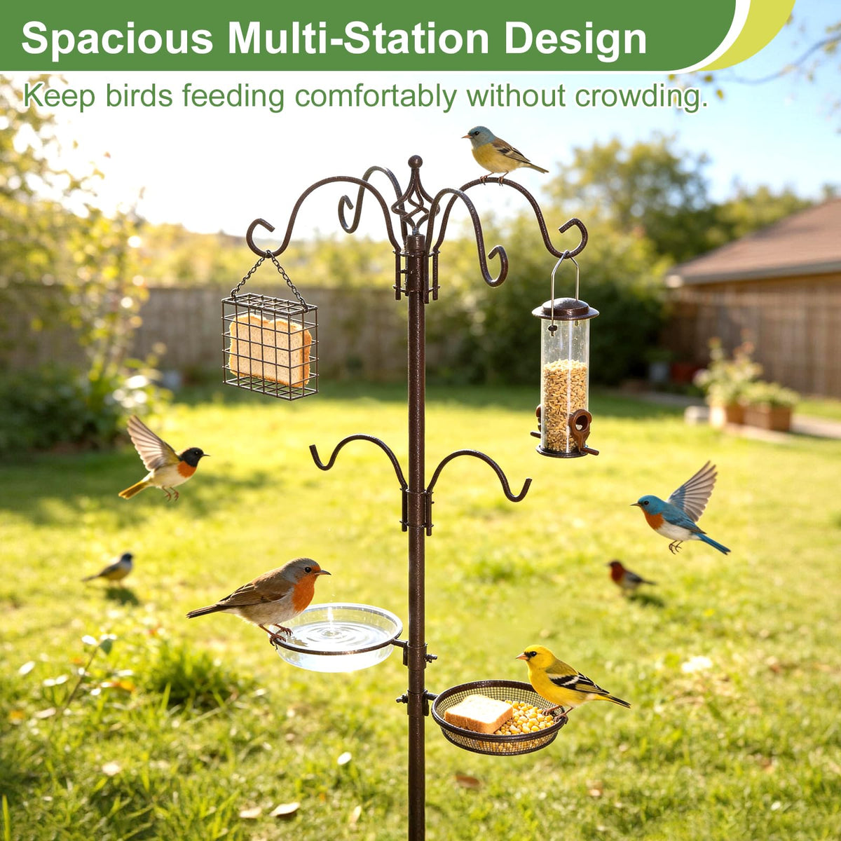 Durable metal JOYWINK outdoor bird feeder stand in yard