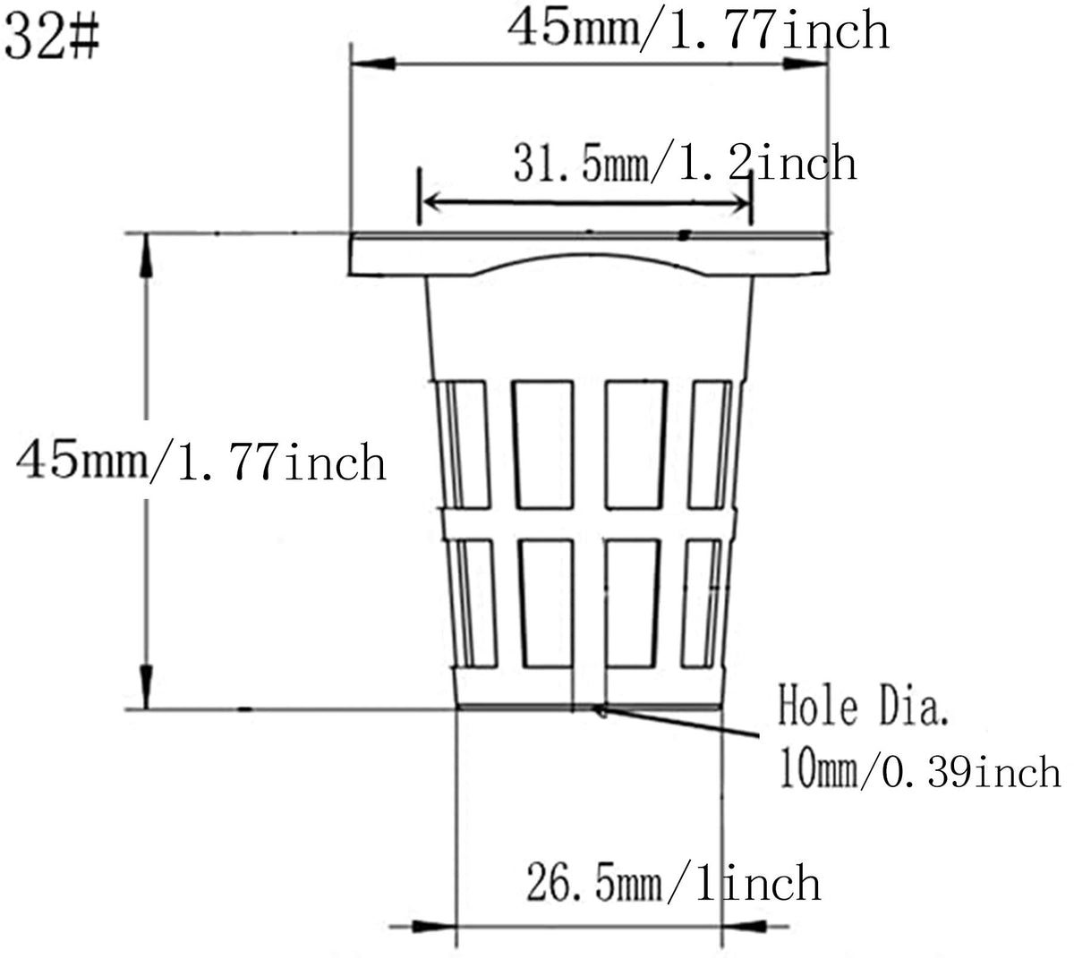 JpGdn 1.75-inch net cup dimension with inner 1.2 inches fits hydroponic systems.