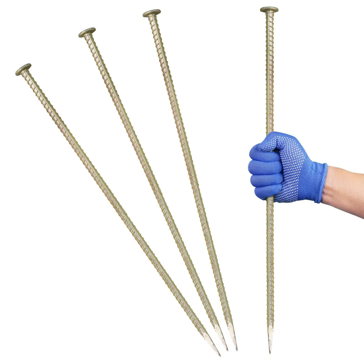JPOIP 23-inch rebar stake top cap provides secure fixation during setup.