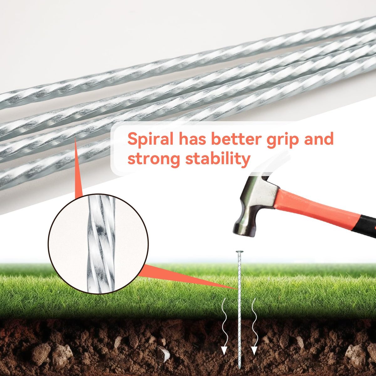 JPOIP galvanized steel stake resists rust for durable outdoor use.