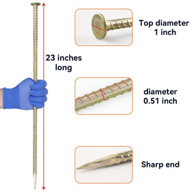 JPOIP heavy-duty half-inch galvanized steel stake for durable anchoring.