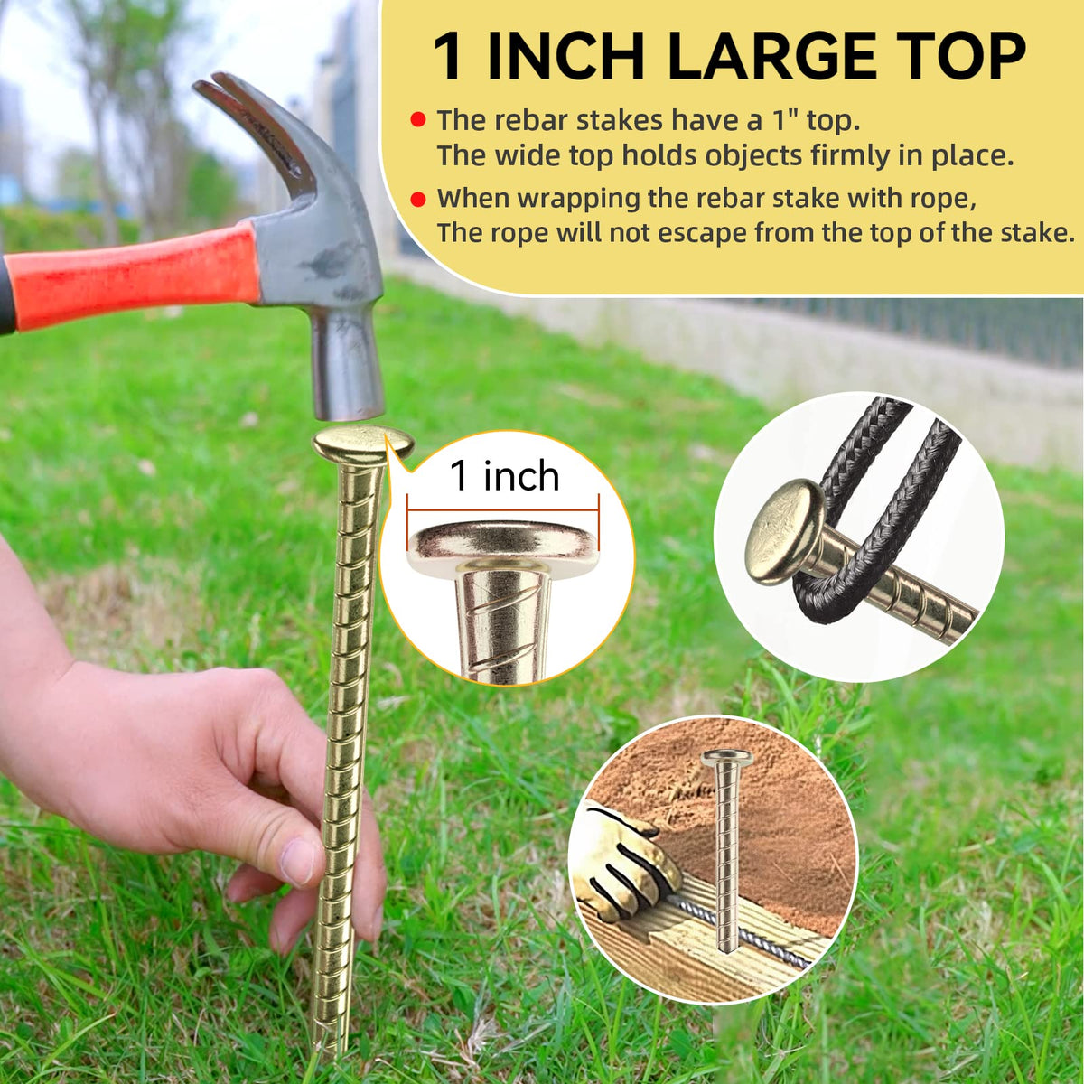 JPOIP heavy-duty plant-support stake installed in soil for garden framing.