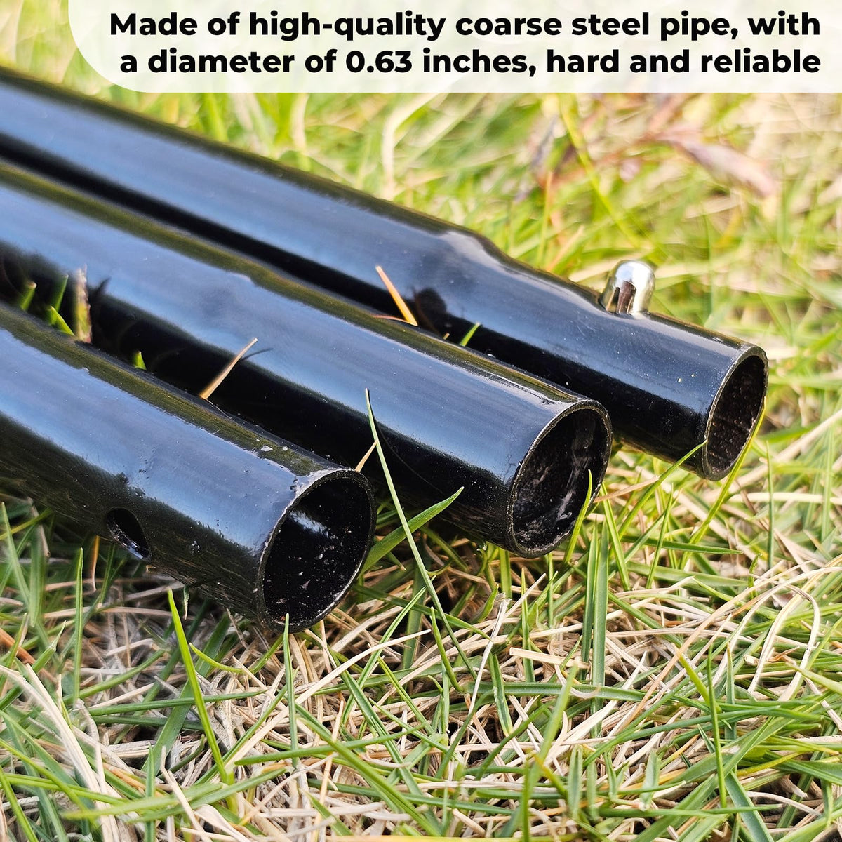 JPOIP weather-resistant stakes stand up to sun and rain with anti-rust coating.