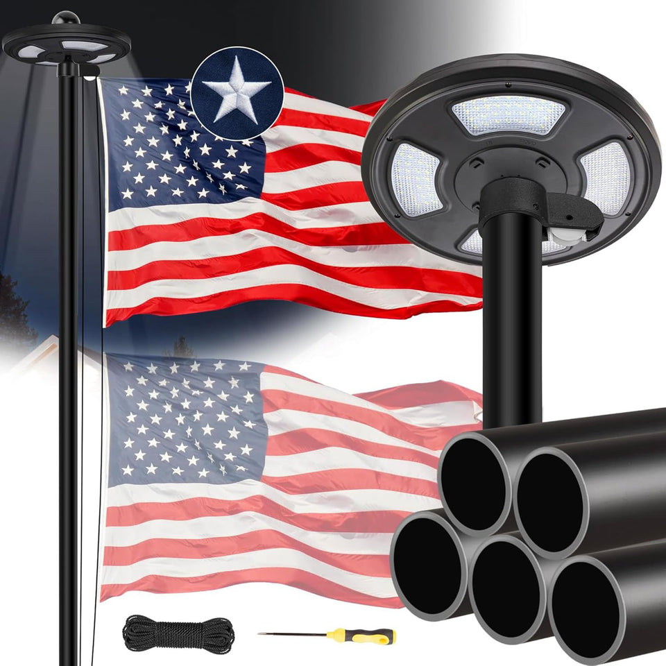 JPorton 25ft flagpole kit ready for durable outdoor display.
