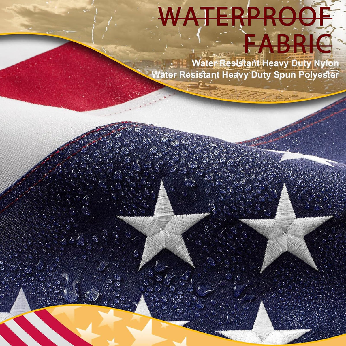 JPorton flag canvas heading and double-stitch for lasting strength