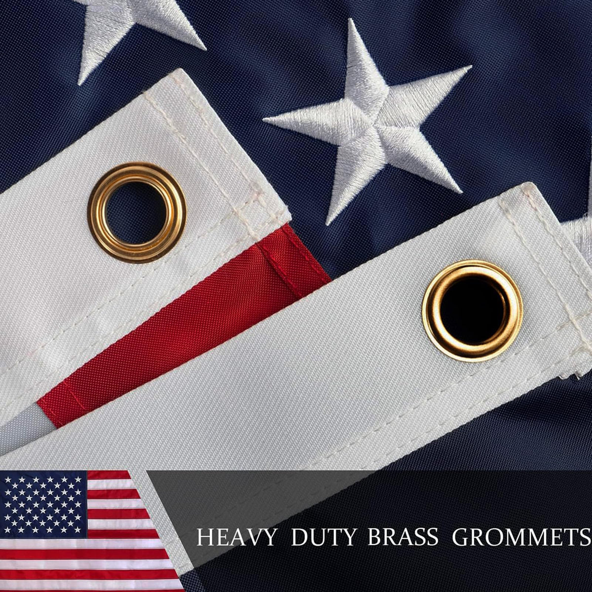 Detail of dense embroidered stars on JPorton flag