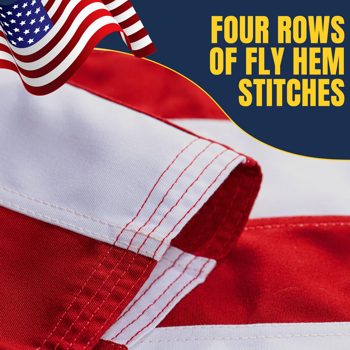 JPorton cotton flag shows embroidered stars and sturdy heading.