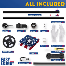 JPorton flagpole parts laid out for easy setup.