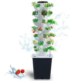 JPWDDWYT hydroponics tower front view showing space-saving indoor garden setup