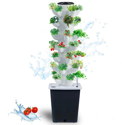 JPWDDWYT hydroponics tower front view showing space-saving indoor garden setup