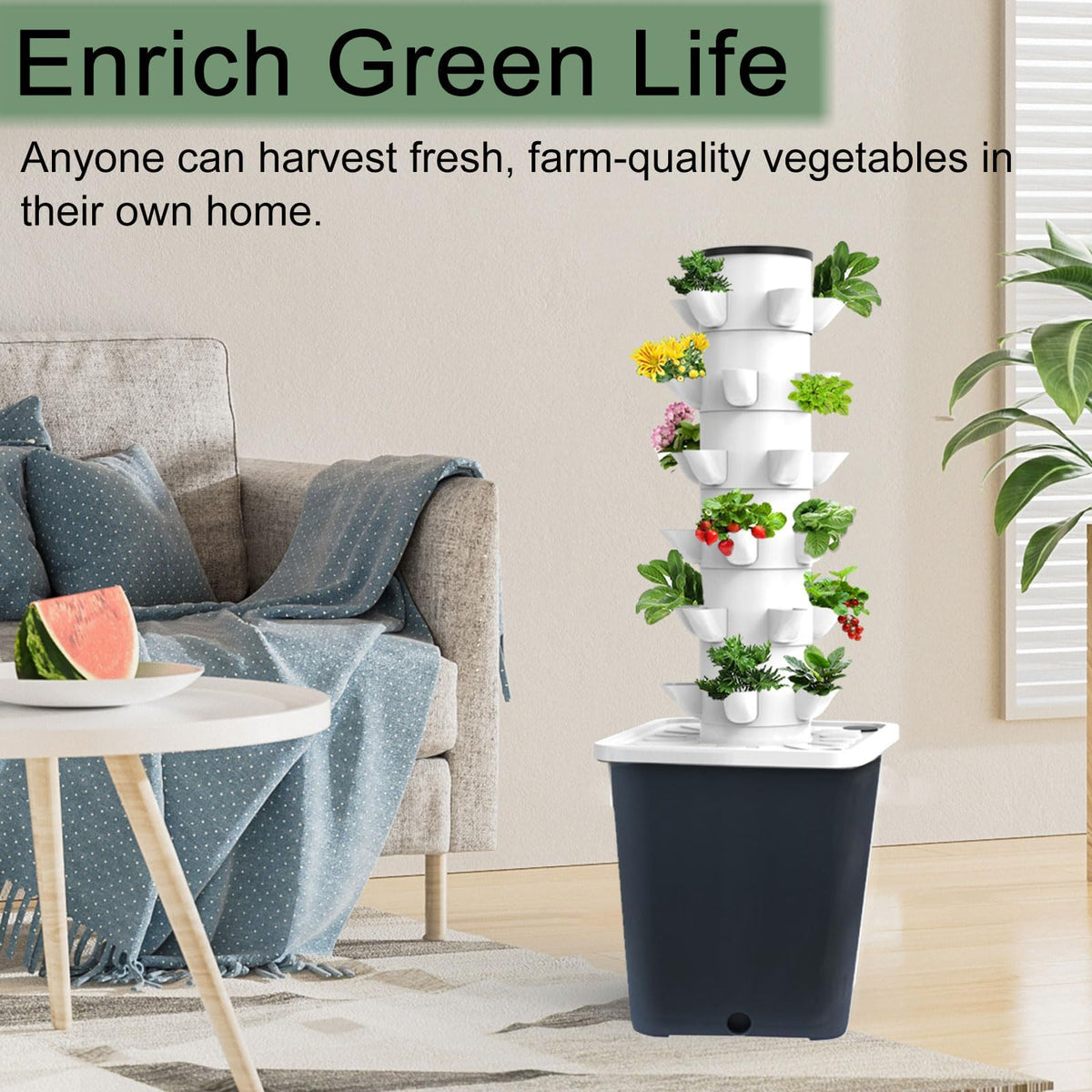 JPWDDWYT Hydroponics Tower self-watering system for consistent irrigation