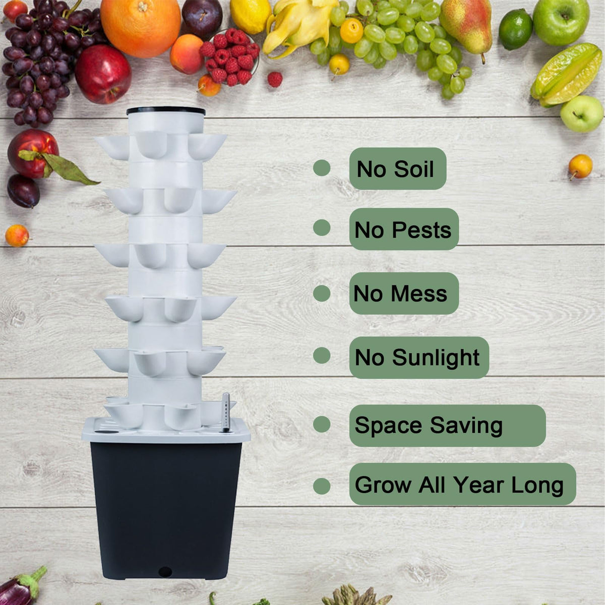 JPWDDWYT Hydroponics Tower soil-less cultivation for diverse crops indoors