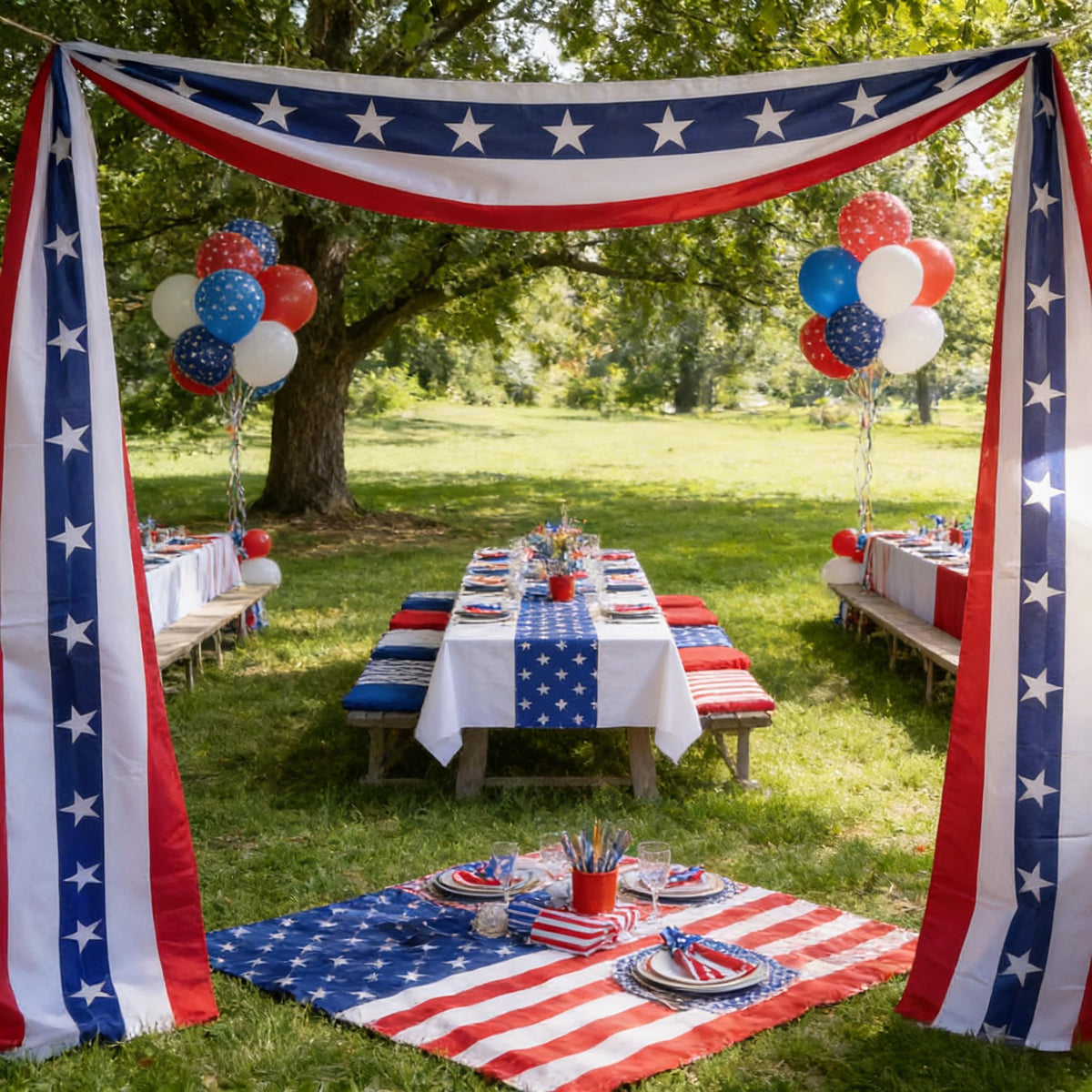 JPXH classic red white blue decor for porch or entryway accents.