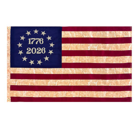JRED Betsy Ross flag 3x5 with tea-stained texture for porch display.
