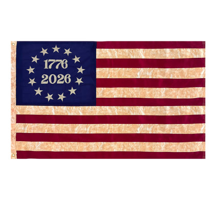 JRED Betsy Ross flag 3x5 with tea-stained texture for porch display.