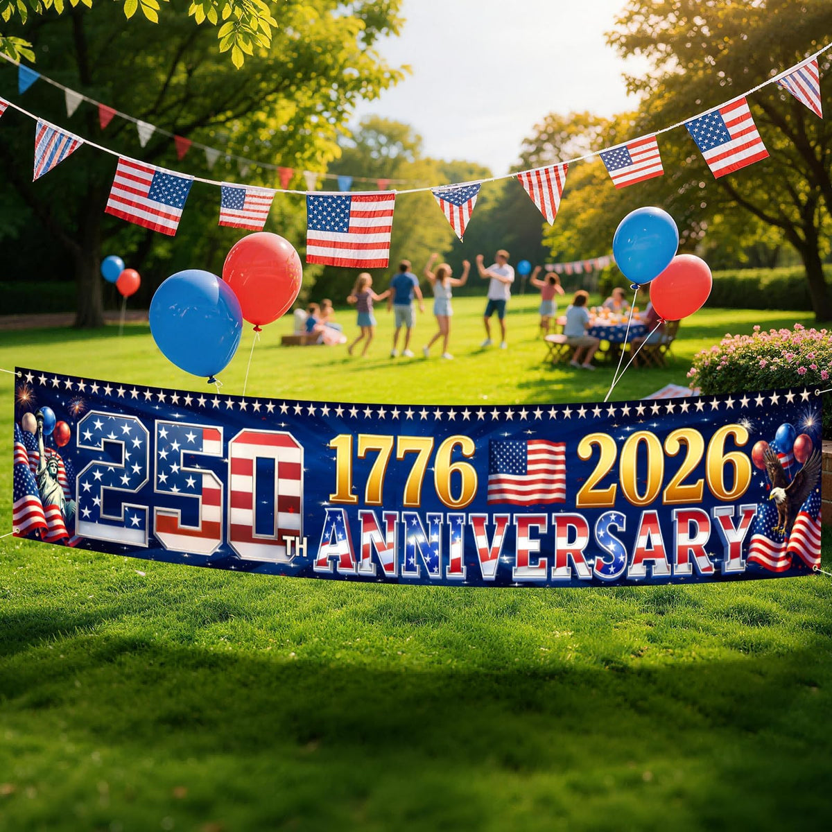 Jremreo 250th anniversary banner versatile decor for homes, schools, or events.