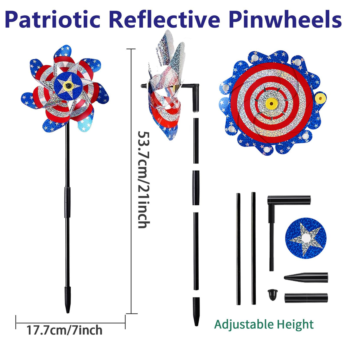 Jremreo American flag foil surface reflects sunlight for prominent garden accents.