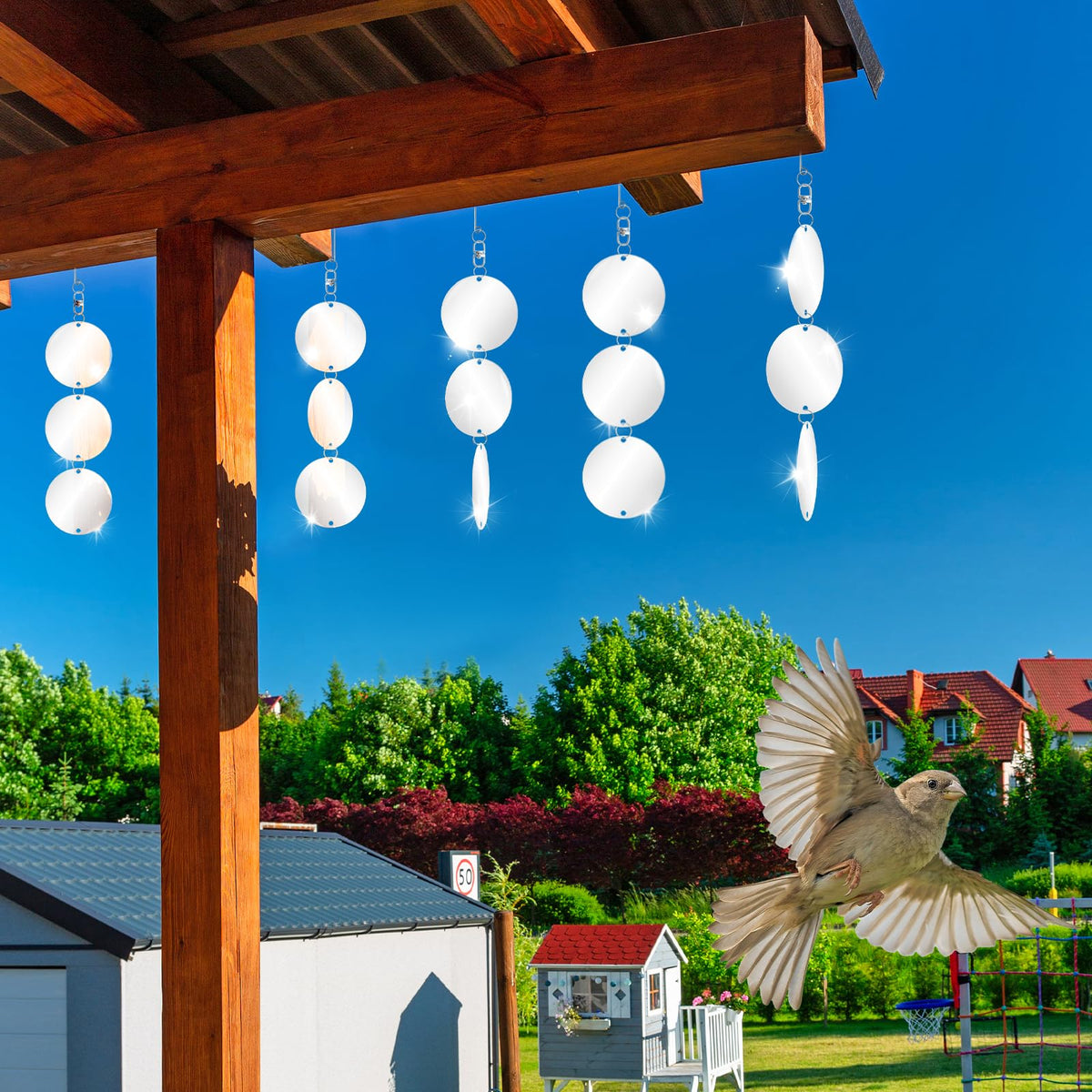 Jremreo decorative outdoor discs add shine and movement to spaces