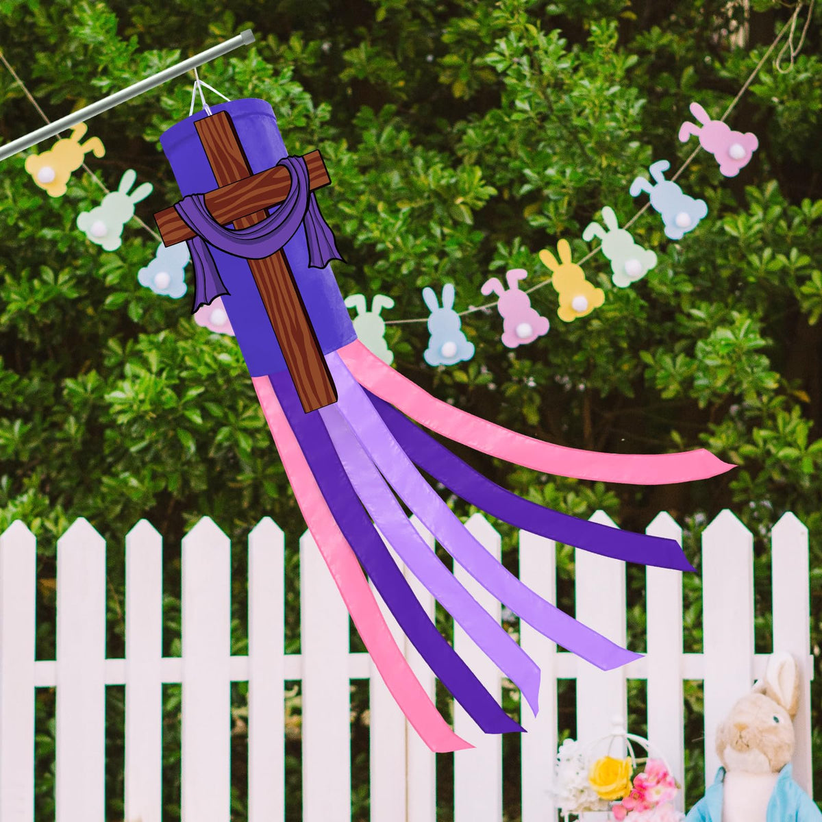 Jremreo church-yard windsock providing a spiritual accent for outdoor spaces