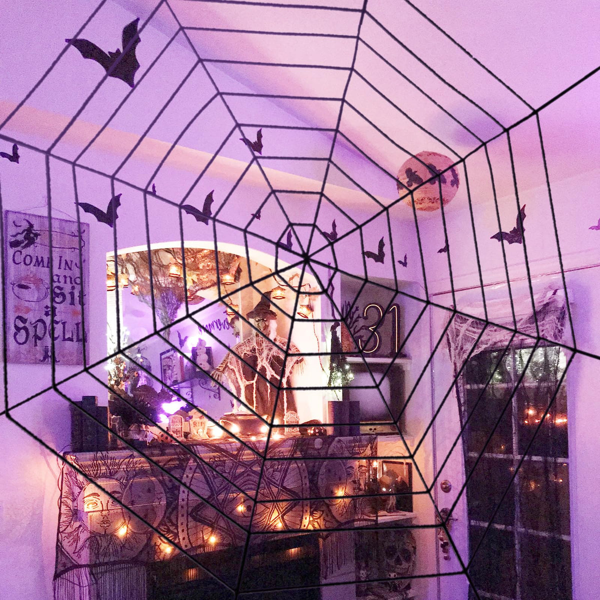 Jremreo foldable spider web stores flat after use for next Halloween