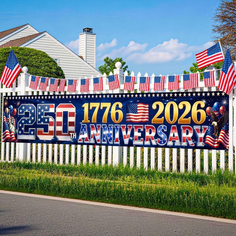 Jremreo patriotic yard banner enhances Independence Day gatherings and parades.
