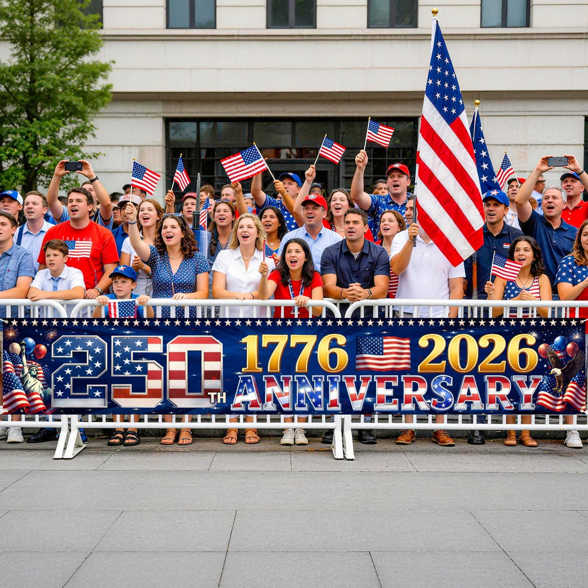 Jremreo red white blue banner with weather-resistant material for seasonal celebrations.