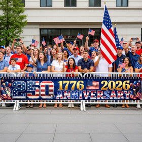 Jremreo red white blue banner with weather-resistant material for seasonal celebrations.