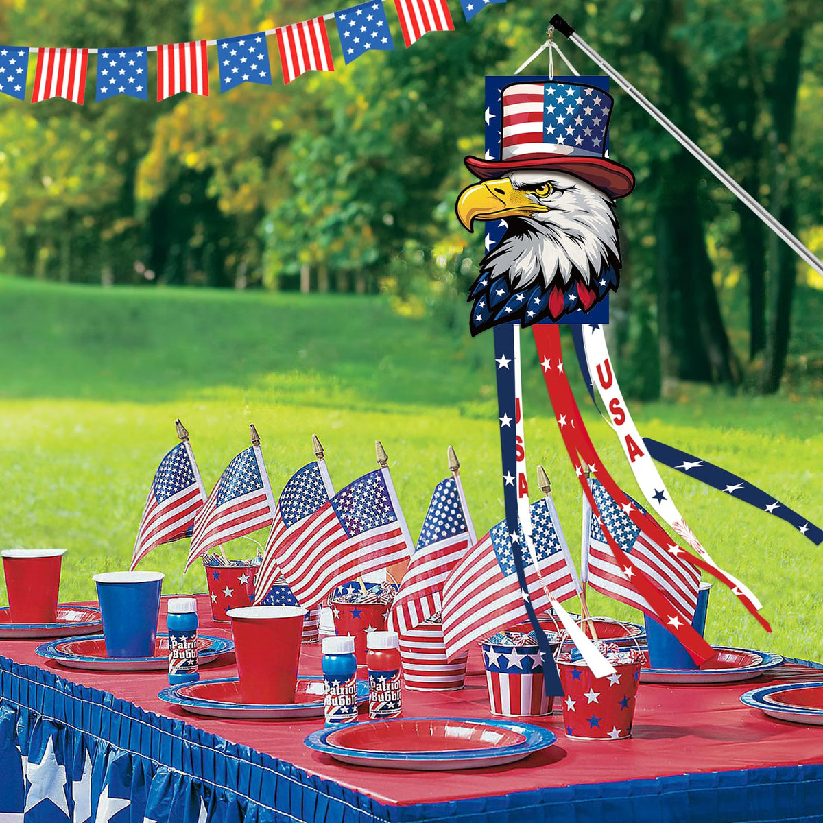 Jremreo USA Eagle Windsock outdoor-decoration stays vibrant in wind