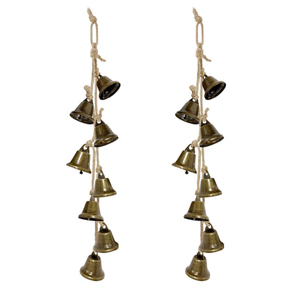 Jremreo witch bells on a door knob add vintage charm and a welcoming atmosphere.